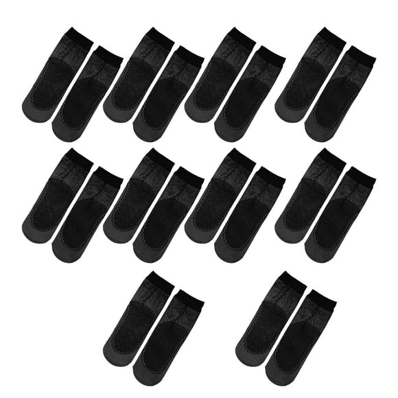 Unique Bargains 10Pair Women Lace Socks Anti-Slip Breathable Sheer Ankle Socks Nylon Black