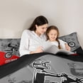 thumbnail image 4 of Feelyou Cross Bike Lover Bedding Comforter Set 7 Pieces for Child, Motorcycle Speed Sport Full Bedding Set, Gray Red Cartoon Reversible Fitted Sheet Flat Sheet, Breathable Home Decor, 4 of 7