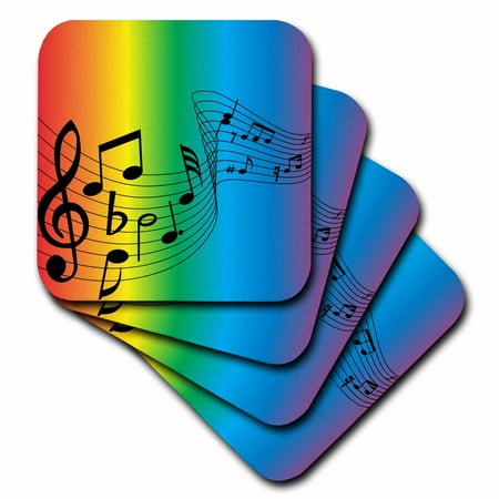 

3dRose Swirl of Rainbow Music Soft Coasters set of 4