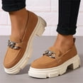 thumbnail image 3 of SACFOF Womens Slip On Penny Loafers Platform Chunky Loafer Lug Sole Suede Work Business Casual Dress Uniform Oxfords with Metal Chain, 3 of 6