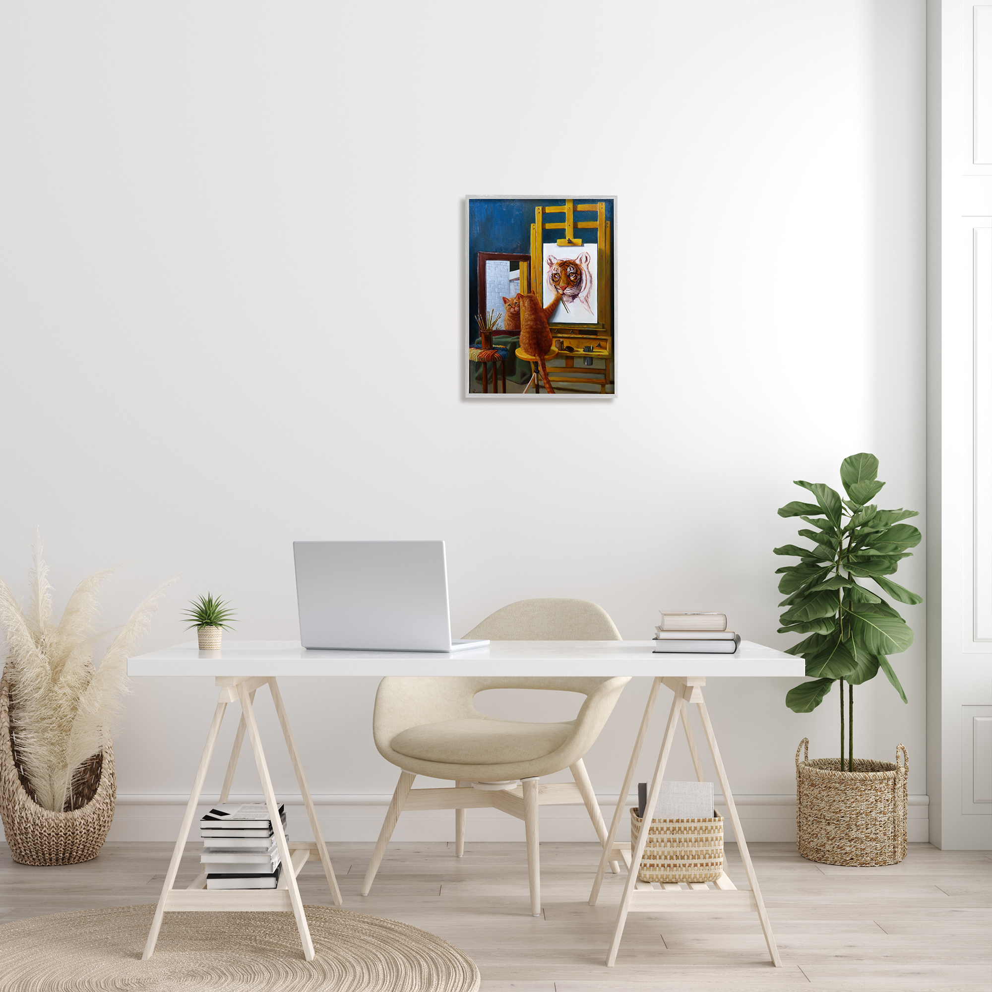 Stupell IndustriesCat Confidence Self Portrait as a Tiger Funny PaintingFramed Wall Art by Lucia Heffernan
