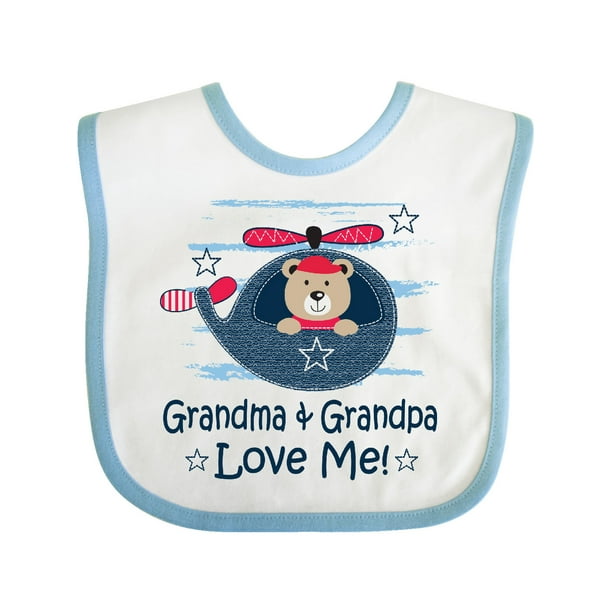 Grandma and Grandpa Love Me Boys Baby Bib