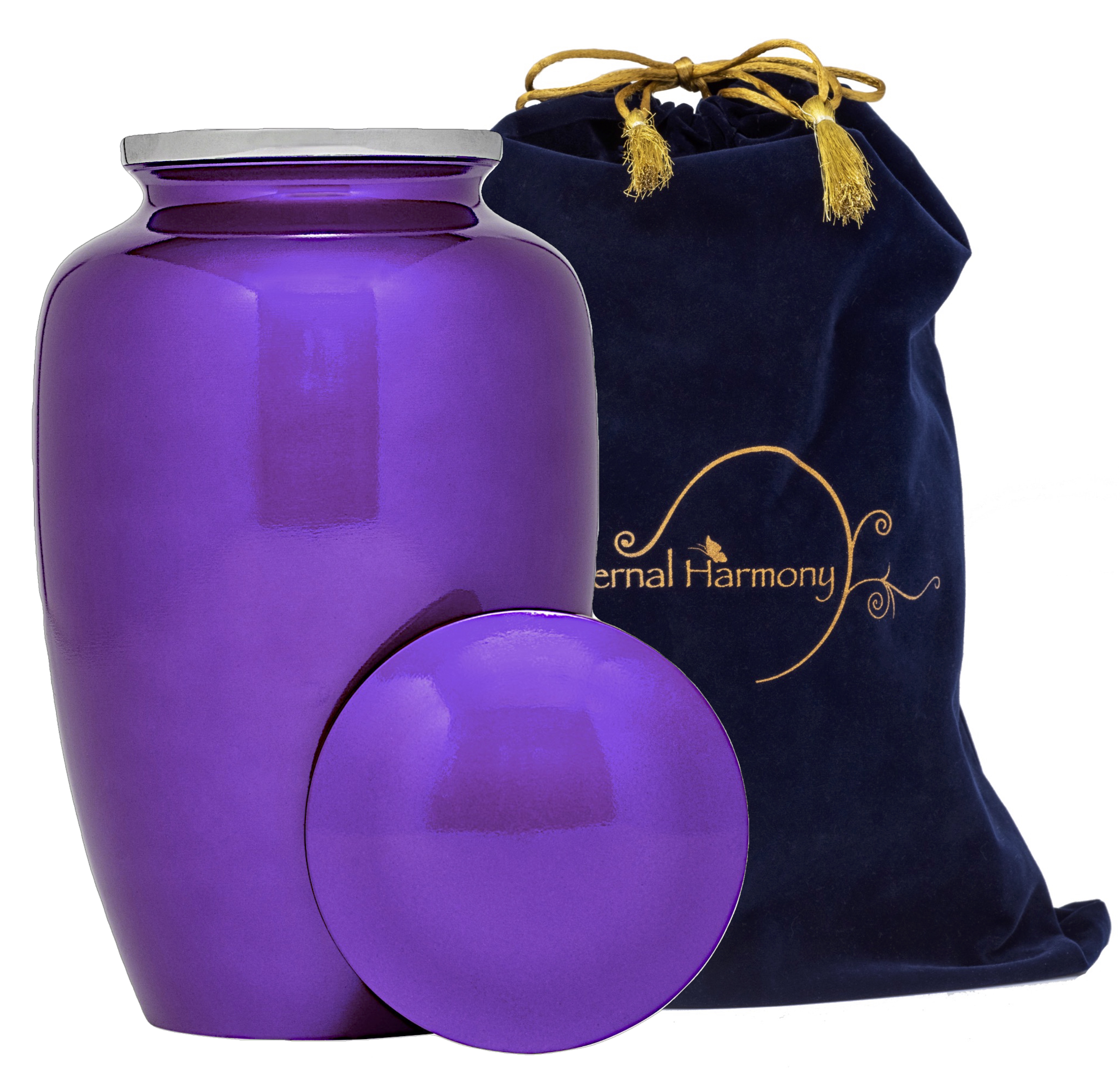 Eternal Harmony Cremation Urn for Human Ashes | Memorial Urn Carefully Handcrafted with Elegant Finishes to Honor Your Loved One | Elegant and Affordable Urn Large Size with Velvet Bag (Purple)