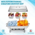 thumbnail image 2 of 6 Pack Chafing Dish Buffet Set, 8QT Buffet Servers and Warmers Chaffing Servers Stainless Steel with 3 1/3 Size Food Pans, 2 of 12