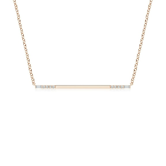ANGARA Natural & Baguette Diamond Horizontal Bar Pendant in 14K Rose Gold for Women (Size-2.5x1.2mm| Color-G| Clarity-VS2) | Anniversary, Jewelry Gift for Women | Natural Diamond Necklace