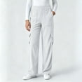 thumbnail image 2 of TEAJOPSUU Women's Corduroy Cargo Pants Wide Leg Elastic Waist Palazzo Pants with Multi Pockets Casual Daily Trousers White, 2 of 7