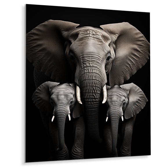 Designart "Black And White Elephant Beauty Of Strength I" Animals Elephant Metal Wall Decor