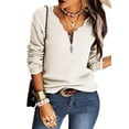 thumbnail image 2 of Langwyqu Spring Fall Women Long Sleeved Half Zipper Knit Pullover Sweater, 2 of 5