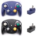 thumbnail image 1 of BAMAIA Manette Sans Fil 2.4G Classique avec Adaptateur Récepteur, Compatible avec Wii Gamecube NGC GC (Noir et Violet), 1 of 6