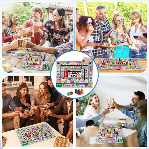Drinking Board Games For Adults - Interactive for Game Nights Birthdays or Suitable for 2-8 Players with Rubber Mat for a Unique Experience