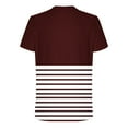 thumbnail image 4 of Jinhomg Big and Tall Casual Tees for Men Fashion Color Block Striped Print Summer Shirts Loose Fit Comfy Short Sleeve Crew Neck Basic T-Shirt Sales Today Wine XXXXL, 4 of 6