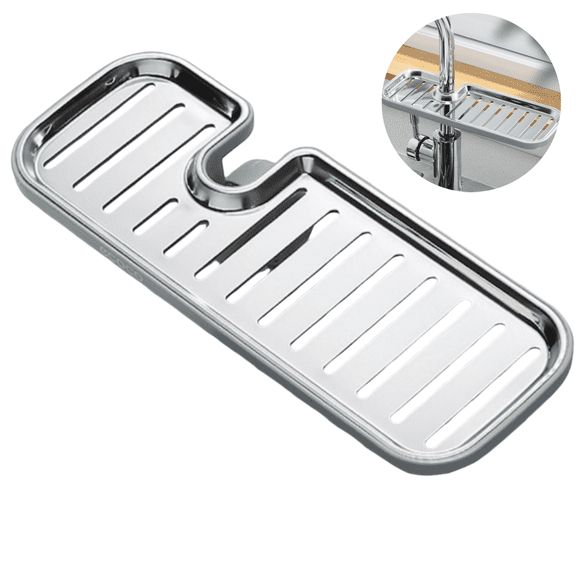Stainless Steel Faucet Shelf Drain Rack Kitchen Organizer Space Saver