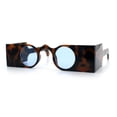 thumbnail image 4 of Keyhole Bridge Rectangle Bar Shape Round Circle Lens Hipster Sunglasses Tortoise - Blue, 4 of 8
