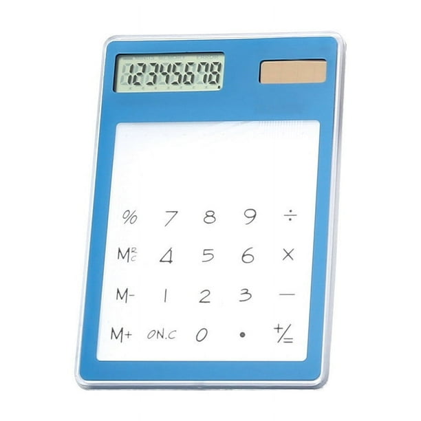 Calculadora de escritorio Quinlirra de 8 dígitos, teclas grandes, energía solar, calculadora con pantalla LCD grande para oficina, escuela, hogar y negocios (azul y 8 dígitos)