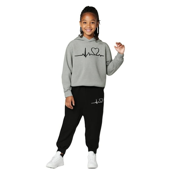 Boys Girls Active Sweatsuit 2 Piece Long Sleeve Printed Basic Hoodie and Jogger Pants Winter Clothes Boys Outfits Size 4-5 Years Boys Girls Fashion