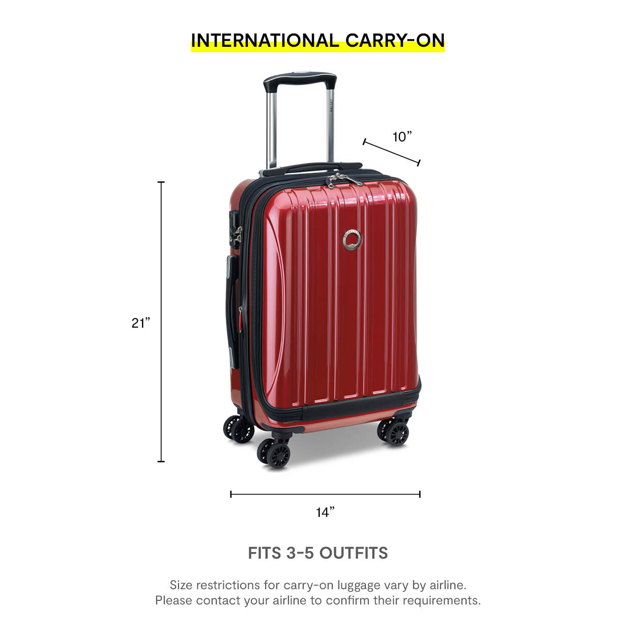 DELSEY PARIS Helium Aero 19" Hardside Expandable Spinner Carry-On Luggage, Red - image 3 of 8