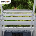 thumbnail image 6 of Pool Towel Valet Tower with 2-Tier Shelves and A Large All-Weather Wicker Storage Basket for Dirty Towels, Aluminum Frame, Navy, 6 of 16
