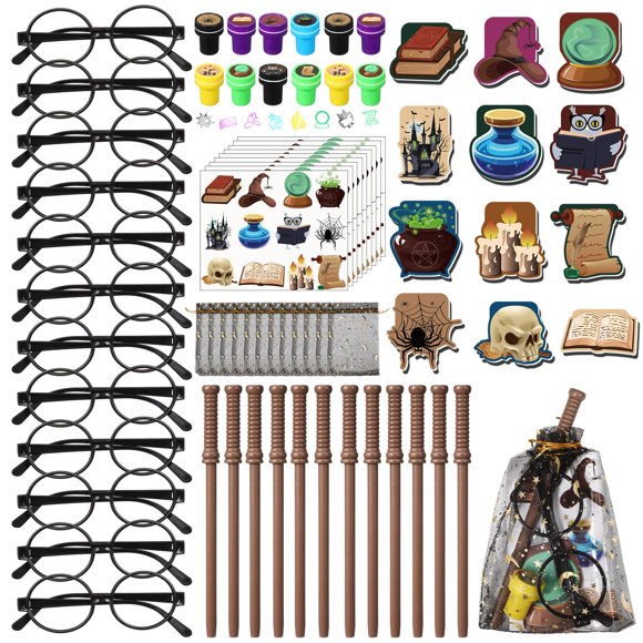 Party Favors Pasimy Wizard, 144 unidades, con cuaderno, gafas y lápiz