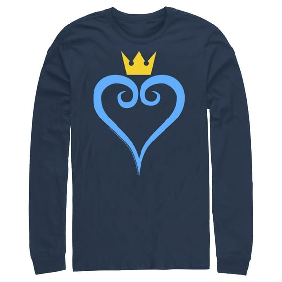 Men's Kingdom Hearts 1 Blue Heart Long Sleeve Shirt Navy Blue X Large