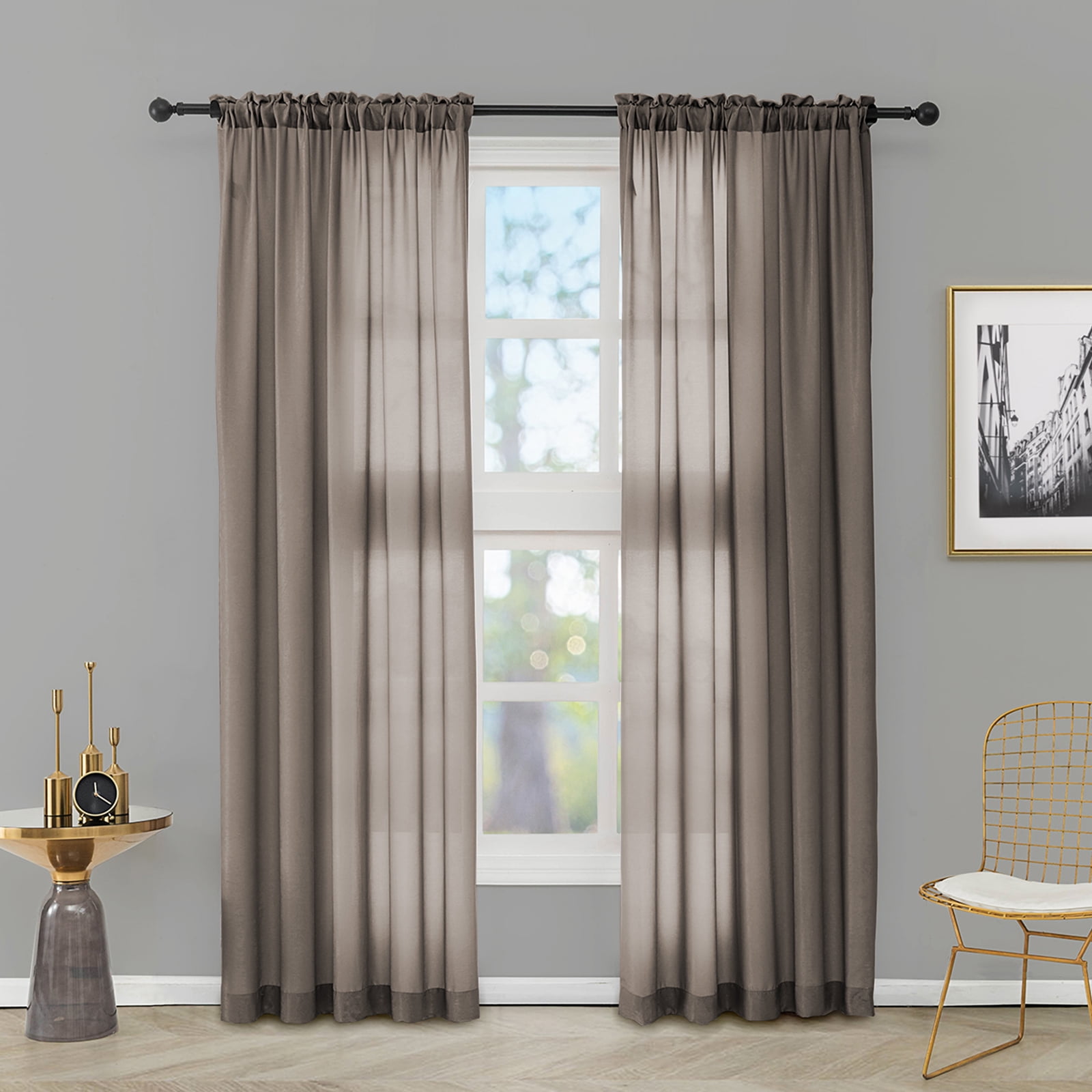 Melodieux 2 Panel Semi Sheer Curtains & Drapes Sets (Curtains for