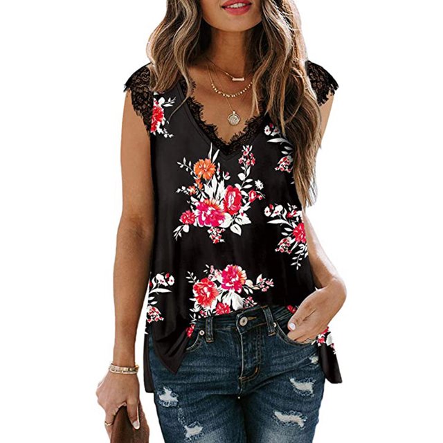 Mujeres Vest de algodón Cordero casual Tanktop suelto Citas de vacaciones Vacaciones de vacaciones Básica Trabajo Diario Vintage Top de verano negro Rojo Flower XL Inevent AP009841-29