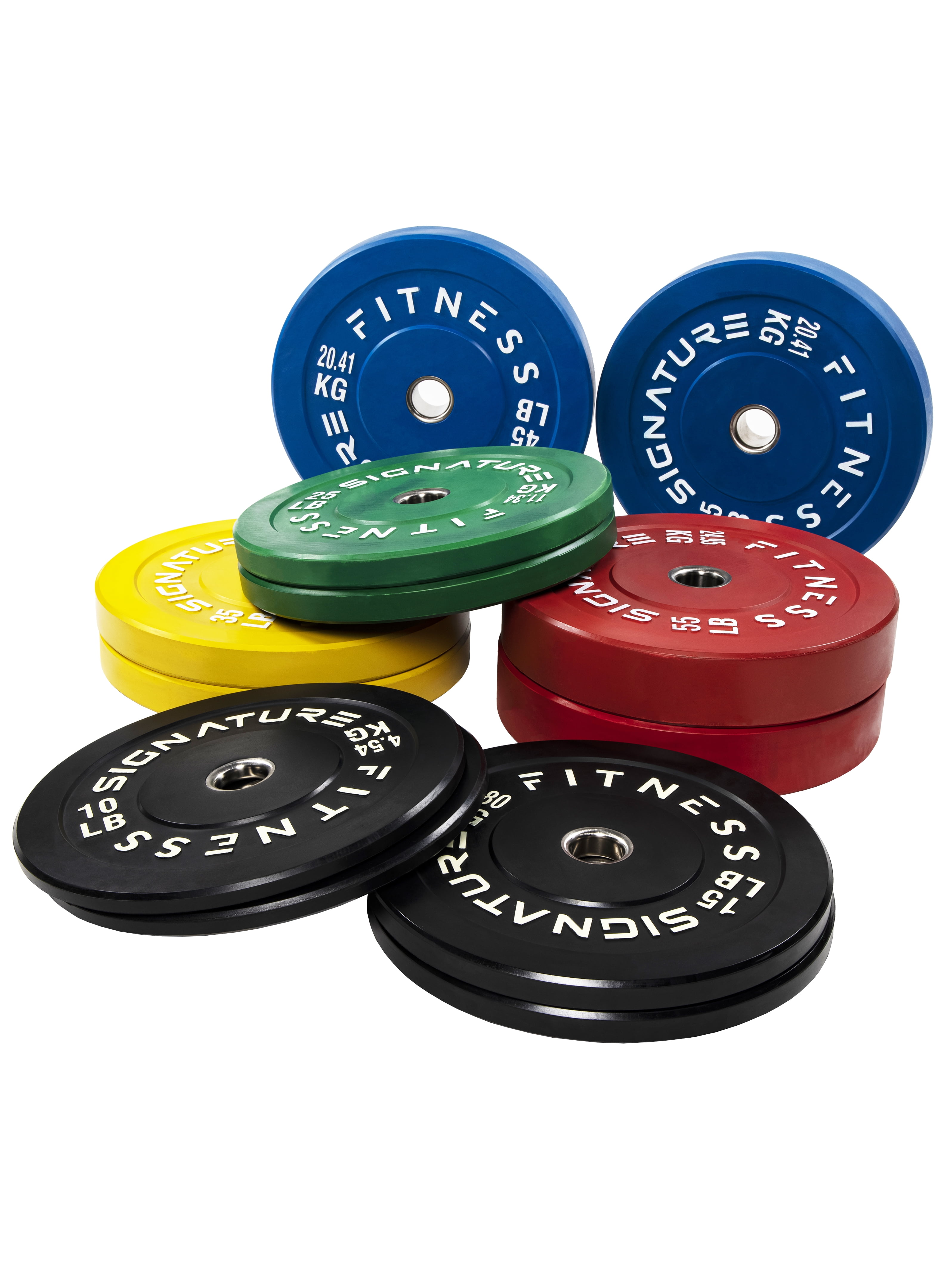 Signature Fitness 2 in. Olympic Bumper Plate Weight Plates with Steel Hub