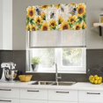 thumbnail image 4 of Sunflower Bee Curtain Valances for Windows, Kitchen Valance Window Treatments Panel 2 Pack, Yellow Botanical Vintage Rose Floral Spring Rod Pocket Short Curtains for Bathroom Bedroom 42 x 12 Inch, 4 of 8