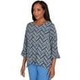 thumbnail image 3 of Alfred Dunner Womens Chevron Textured Knit Top With Necklace, 3 of 4