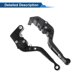 thumbnail image 5 of Palancas de freno y embrague cortas y largas únicas para Yamaha YZF R1 2009-2014, palanca de freno ajustable en 6 posiciones, aleación de aluminio, negro sólido, 1 par, 5 of 6
