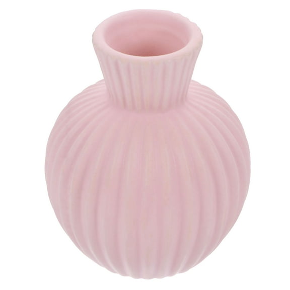 WHAMVOX for Flowers Ceramic Vase Striped Vase Easy to Move Vase Office 9X6.5CM Pink