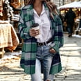 thumbnail image 3 of Perfectbot Women's Long Plaid Flannel Shacket Wool Blend Long Sleeve Casual Fall Jacket, 3 of 6