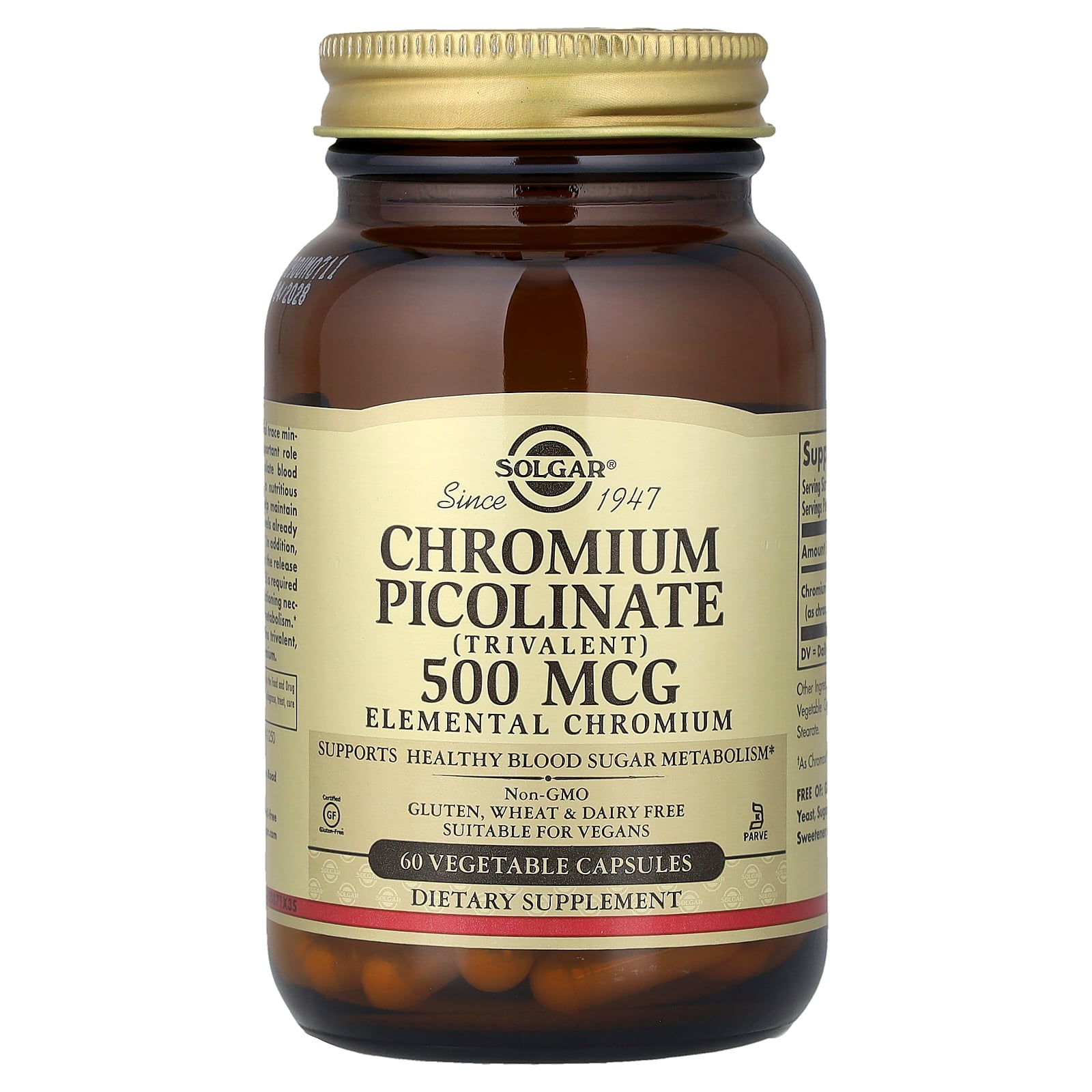 Solgar Chromium Picolinate 500 mcg Vegetable Capsules - 60 ct