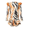 thumbnail image 5 of Girls 2 Piece Swim Dress Rash Guard Set UPF 50+ Long Sleeve Ruffled Skirt Tiger Print Orange 2-12,Size 4-5 T, 5 of 7