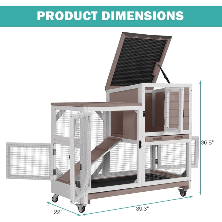 Two-Story Wooden Rabbit Cage with Leak-Proof Trays photo 3