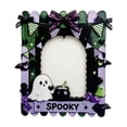 thumbnail image 2 of Wooden Halloween Photo Frame Ornament, Ghost Pumpkin Fence Shaped Picture Frame with Adhesive Dots, Small Decor for Halloween Party, Lazyguy, 2 of 6