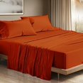 thumbnail image 2 of 4 Piece 100% Egyptian Cotton Sheets 800 Thread Count Hotel Quality Smooth & Soft Bedding Sheet Set Twin Size - 15" Inch Deep Pocket - Burnt Orange Solid, 2 of 7
