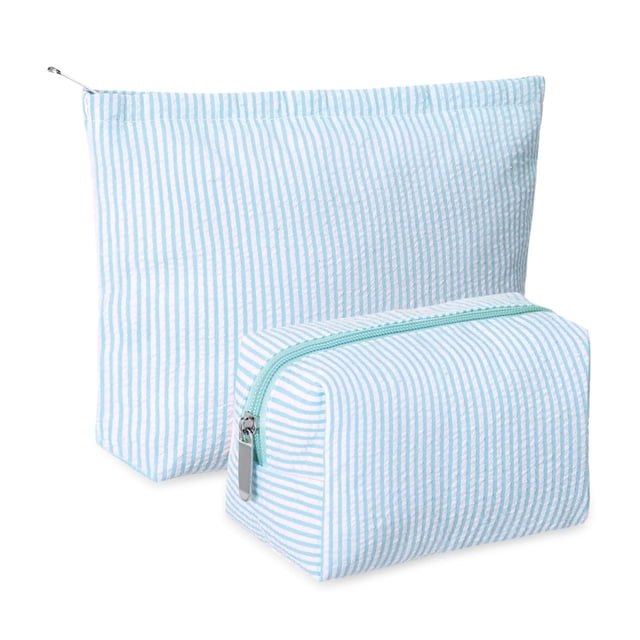 Set de bolsas de maquillaje Huhumy Cute Cosmetic Pouch Seersucker Blue