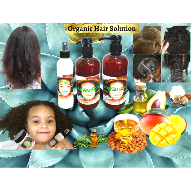 Juego de crecimiento del cabello para niños, desenrollado, champú, acondicionador, cuero cabelludo y fortalecimiento del cabello, sin sulfato o parabenos, para todos los tipos de cabello (set3 )