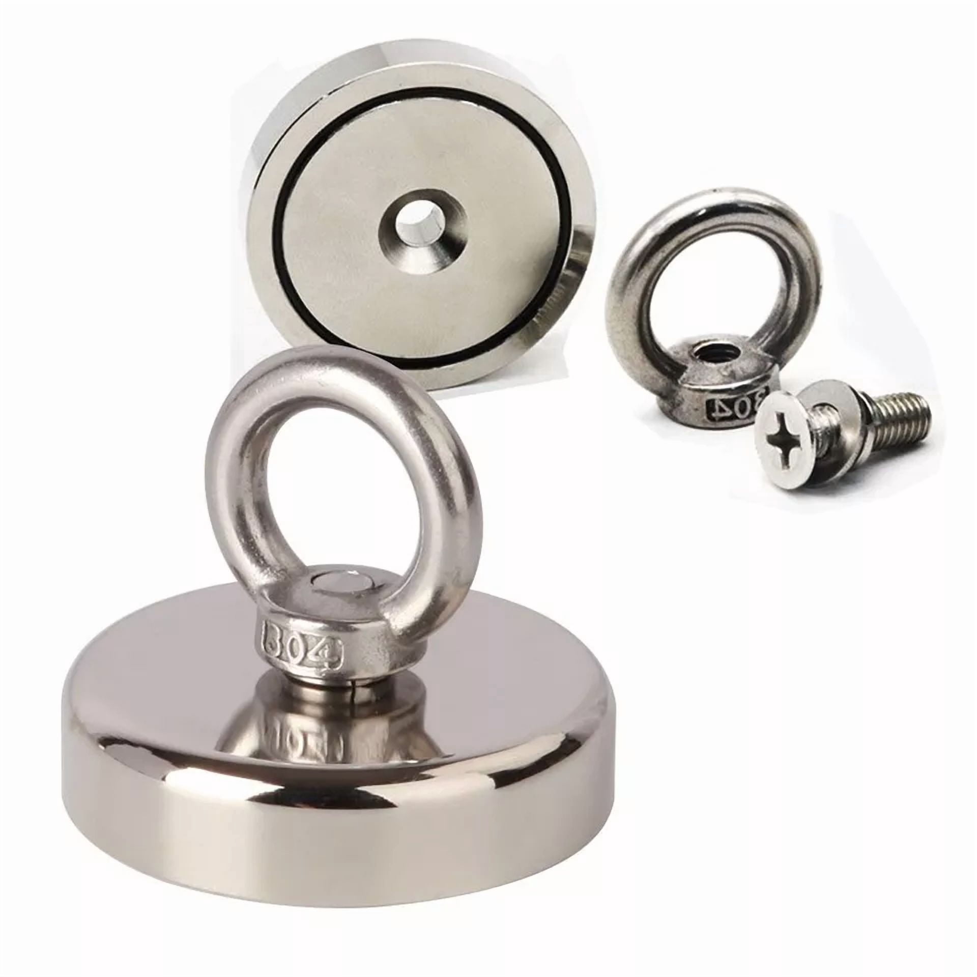 CRESTIN- 2Pc Neodymium Fishing Magnets 200Lbs Pulling Force Strong Round Rare Earth 48Mm