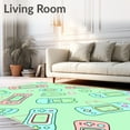 thumbnail image 2 of ODIKA 5'x7' Machine Washable Non-Slip Area Rug, Cartoon Digital Handheld Device Playful Decorative Floor High Traffic Rug with Pad, Green, 719364, 2 of 8