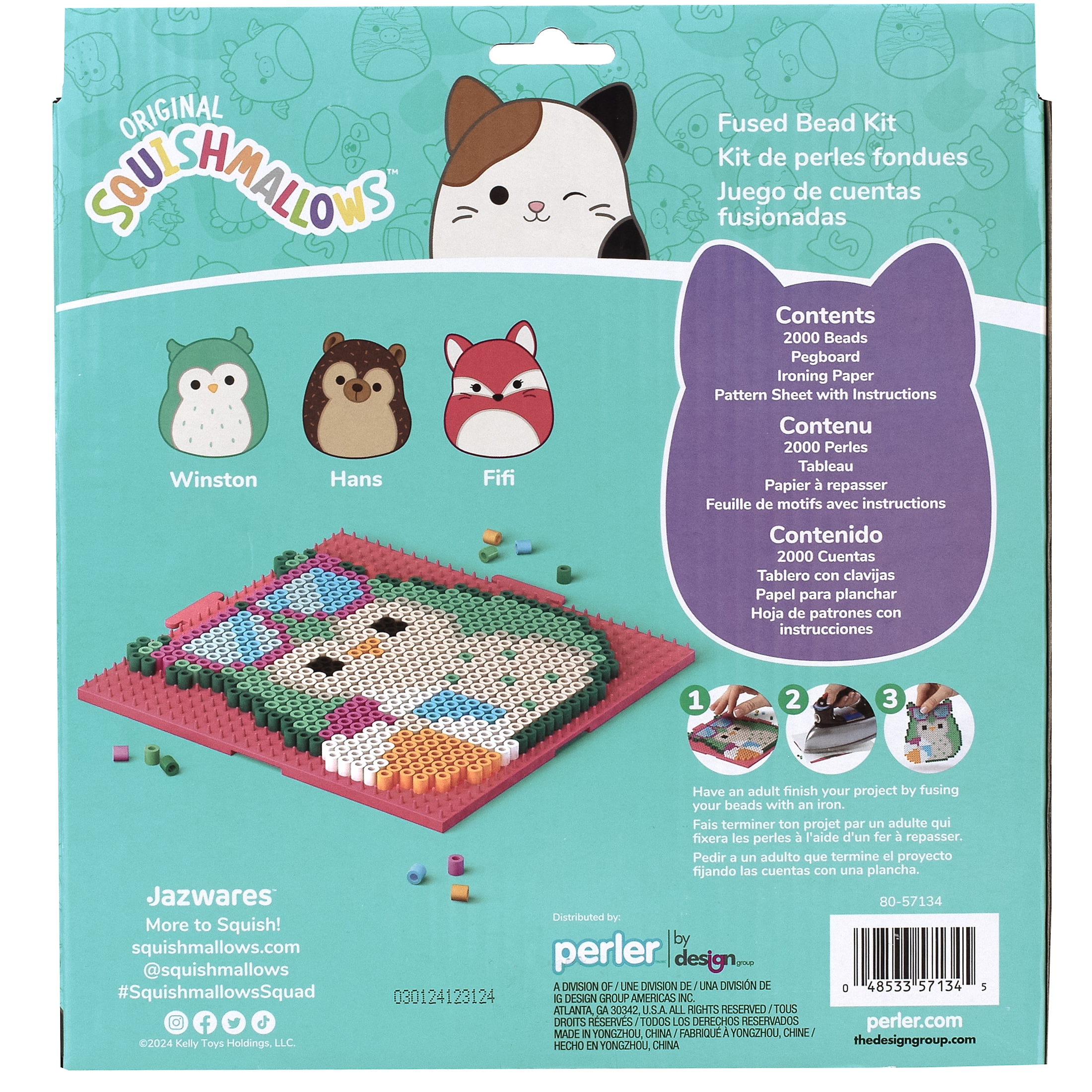 Perler Squishmallows Fused Bead Activity Kit with 3 Summer Projects, 2003 Pieces, Ages 6 and up