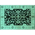 thumbnail image 1 of Ahgly Company Machine Washable Indoor Rectangle Oriental Turquoise Blue Traditional Area Rugs, 5' x 7', 1 of 4