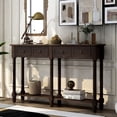 thumbnail image 1 of 58" Solid Wood Console Table Sofa Table Entryway Table with 2 Drawers and 1 Bottom Shelf for Storage Entry Hallway Foyer Sofa (Espresso), 1 of 7