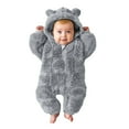 thumbnail image 4 of YUEHUA Newborn Baby Bear Outfit Suit Girls Boys Fleece Jumpsuit Romper Hooded Coat Winter Clothes Outwear Snowsuit Coat, 6-9 Months, 4 of 8