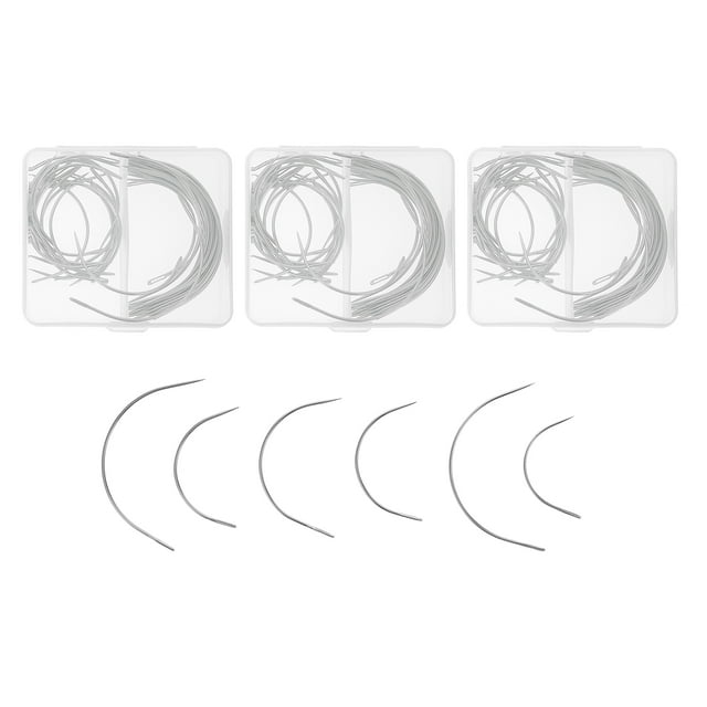 KAKOWELY 40 Pcs Aiguilles Courbées Type C Aiguilles de Tissage Pratiques Aiguilles à Coudre à la Main, 2.83"X2.48"X0.04 Pouces
