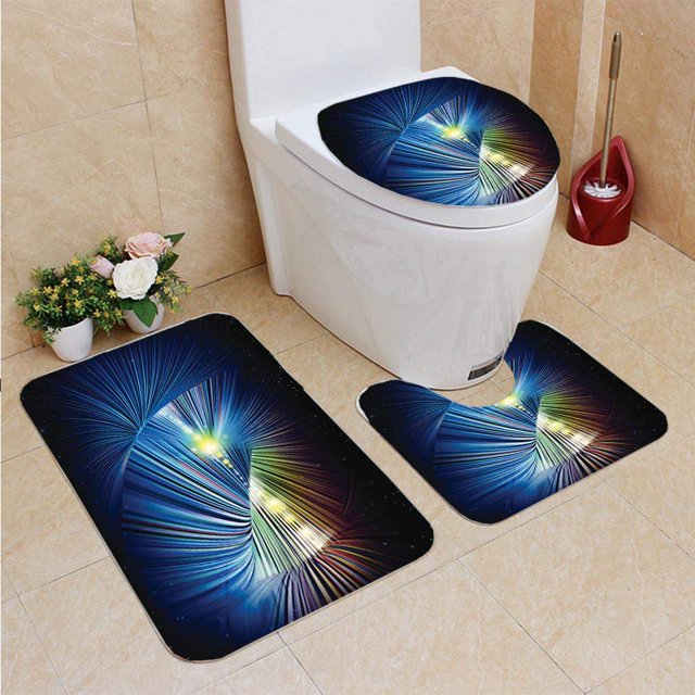 ABPHQTO ciberespacio Juego de alfombras de baño de 3 piezas Alfombra de baño Alfombra de contorno y tapa de inodoro
