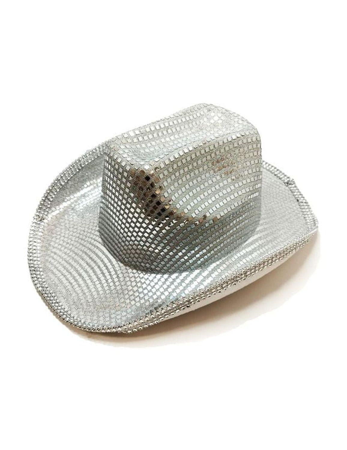 FantastikParty CHAPEAU DE COWBOY ARGENT, chapeau western d'été à large bord, chapeau Fedora classique de couleur unie Chapeau de cowboy en feutre pour homme et femme.