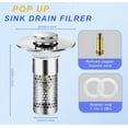 thumbnail image 3 of 2 Pack Bathroom Sink Stopper Upgraded Pop Up Sink Drain Strainer Universal for 1.1"-1.29" Inch with Removable Stainless Steel Filter Basket Hair Catcher$$Tools & Hardware Other, 3 of 7