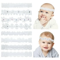 8 Pack Gold Delicate Flower Butterfly Leaf Stretchy Lace Headbands Baby Baptism Shower Christening Photo Props Hair Accessories for Baby Girls Infants Toddlers Kids (Gold-8 Pack)