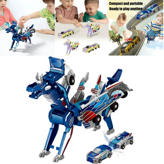 BESTSKY 2 in 1 Collision Transforming Dinosaur Car Toy,Dinosaur Transformer Car Toy,Automatic Transformer Toy Collision Transforming Car,Transform into Dinosaurs,Fun Collision Transformer
